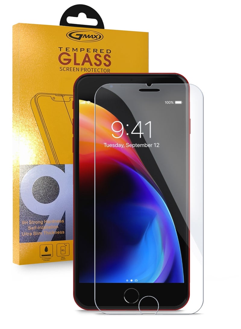 جيماكس حافظة بحواف منحنية فائقة الدقة 9H، واقي شاشة من الزجاج المقوى بالغراء الكامل لهاتف Apple Iphone 8 Plus / Iphone 7 Plus شفاف - Image 1